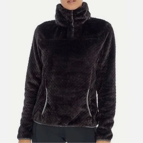 Marika Allie Plush Fleece Mockneck Pullover Jacket Sweatshirt Small Black Sherpa - Picture 3 of 8